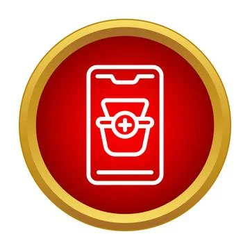 Online pharmacy app adding medication to shopping basket Stock Illustration