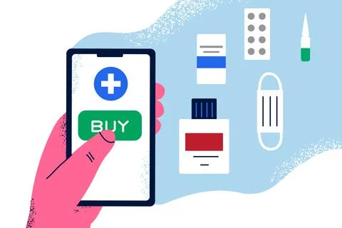 Online pharmacy mobile application concept Illustrazione stock