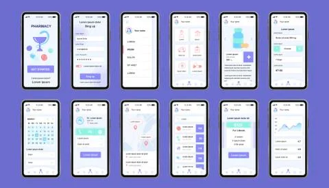 Online pharmacy unique design kit for app. Stock Illustration