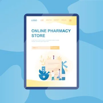 Online pharmacy web banner on computer or tv screen. Stock Illustration