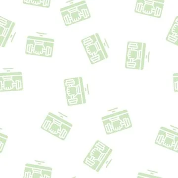 Online physical education glyph vector seamless pattern Stock Illustration