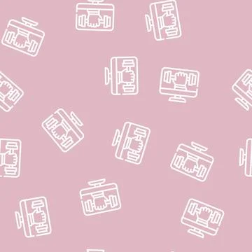 Online physical education line vector seamless pattern 스톡 일러스트