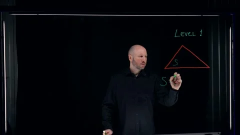 Online physics training with visualization on glass in colored markers. A male Stock-Footage 220667568