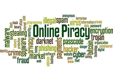 Online piracy word cloud concept Illustration