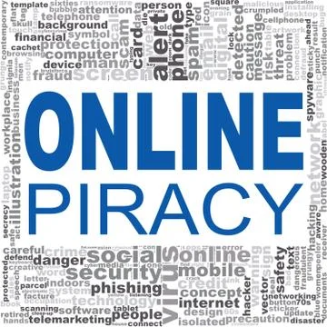 Online piracy word cloud Stock Photos