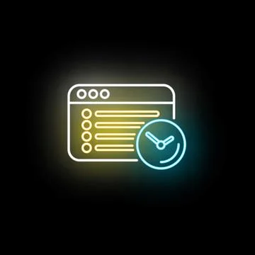 Online planning with time management schedule neon icon イラスト素材