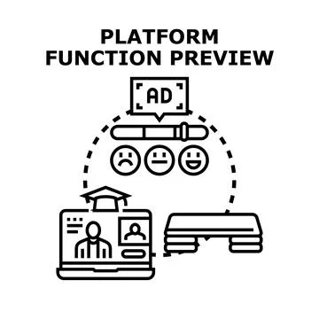 Online platform function previewing user experience and content Stock Illustration