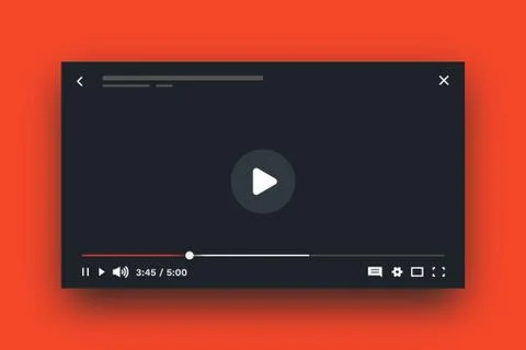 Online player. Live stream video mockup, media player layout with UI elements Stock Illustration