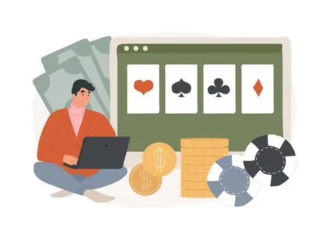 Online poker isolated concept vector illustration. イラスト素材