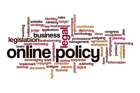 Online policy word cloud concept Stock Illustration