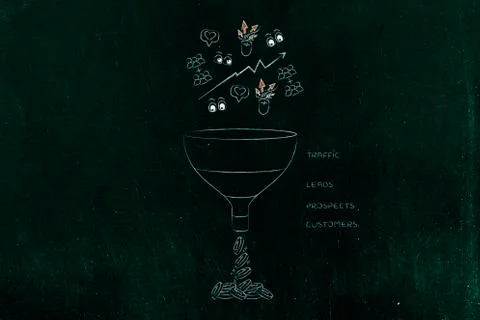 Online popularity generating profits through marketing funnel 스톡 일러스트