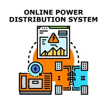 Online power distribution system management network illustration Stock Illustration