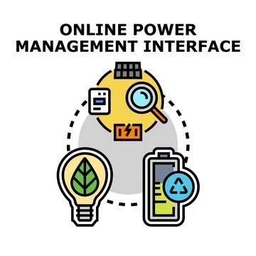 Online power management interface optimizing sustainable energy solutions Stock Illustration