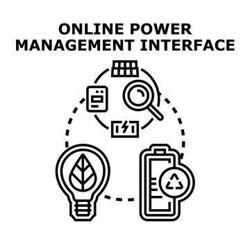 Online power management interface optimizing sustainable energy solutions Stockillustratie