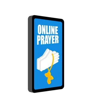 Online prayer. Mass on Internet. Web confession. Confess in smartphone. Conce Stock Illustration