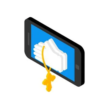 Online prayer. Mass on Internet. Web confession. Confess in smartphone. Conce Stock Illustration
