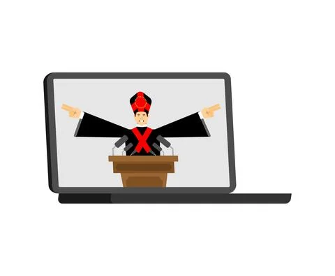 Online prayer. Mass on Internet. Web confession. Confess in smartphone. Conce Stock Illustration