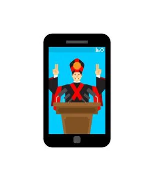 Online prayer. Mass on Internet. Web confession. Confess in smartphone. Conce Stock Illustration