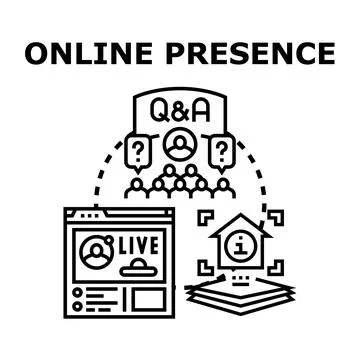 Online presence concept with live streaming and q and a session Stock Illustration