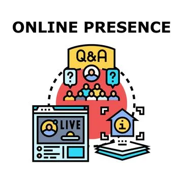 Online presence concept with live streaming and q and a session Stock Illustration