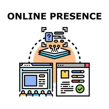 Online presence concept presenting website development and digital marketing 스톡 일러스트