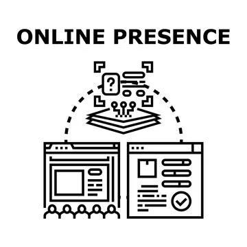 Online presence concept presenting website development and digital marketing Stock Illustration