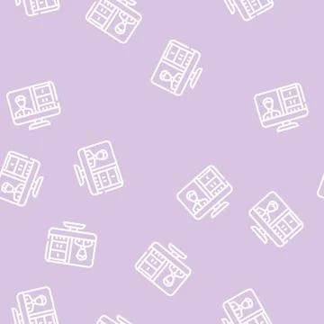 Online presentation line vector seamless pattern 스톡 일러스트