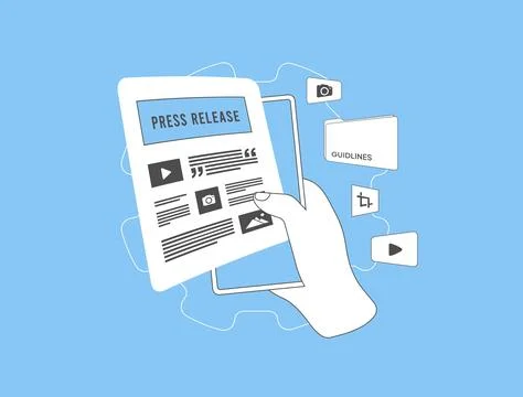 Online press release concept. Digital media advertising, internet news press Stock Illustration