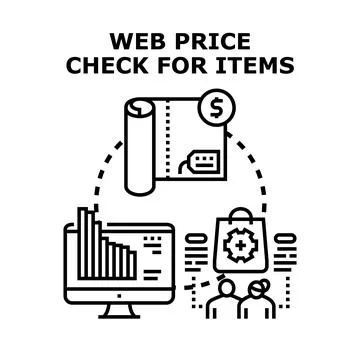 Online price checking for items and comparative shopping Stock Illustration