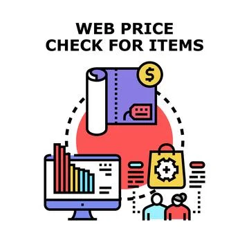 Online price checking for items and comparative shopping Stock Illustration