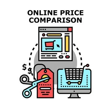 Online price comparison concept finding best deal Stock Illustration