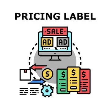 Online pricing label strategy managing e commerce sales Stock-Illustration