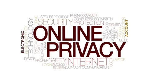 Online privacy animated word cloud, text design animation. Kinetic typography. Stock Footage 72945515