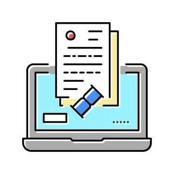 Online processing audit color icon vector illustration Illustrazione stock