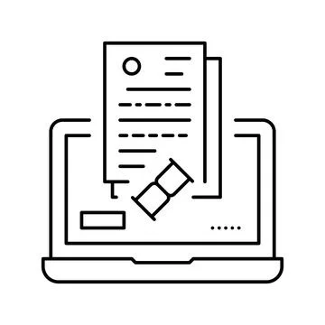 Online processing audit line icon vector illustration Illustrazione stock