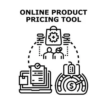 Online product pricing tool calculating cost strategy Stock Illustration