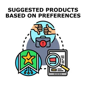 Online product recommendation system based on user preferences Stock Illustration
