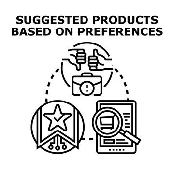 Online product recommendation system based on user preferences Stock Illustration