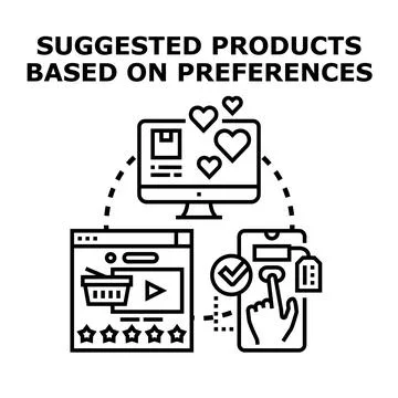 Online product recommendations based on user preferences icon concept Stockillustratie