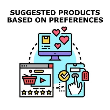 Online product recommendations based on user preferences icon concept Stock Illustration