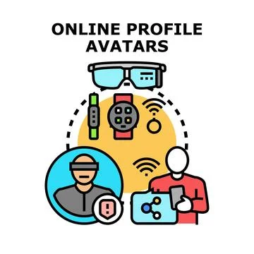 Online profile avatars for augmented virtual reality Stock Illustration