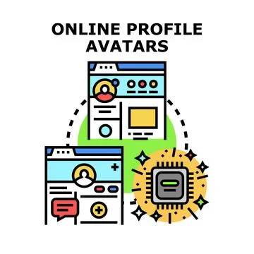 Online profile avatars digital identity concept Stock Illustration