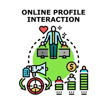 Online profile interaction concept with digital marketing strategy Stock Illustration
