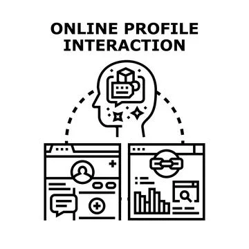 Online profile interaction concept showing digital communication 库存插图