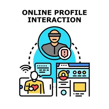 Online profile interaction concept virtual reality communication イラスト素材
