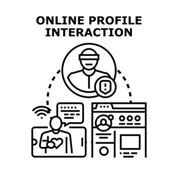 Online profile interaction concept virtual reality communication Stock Illustration