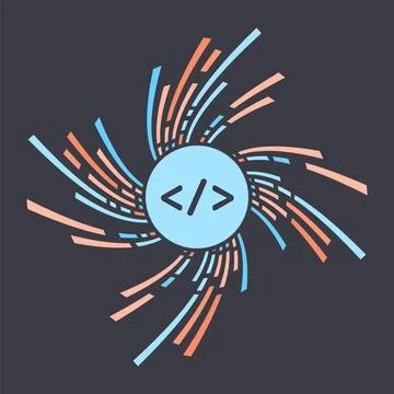 Online programming course, featuring coding symbols and colorful code. Perfect 스톡 일러스트