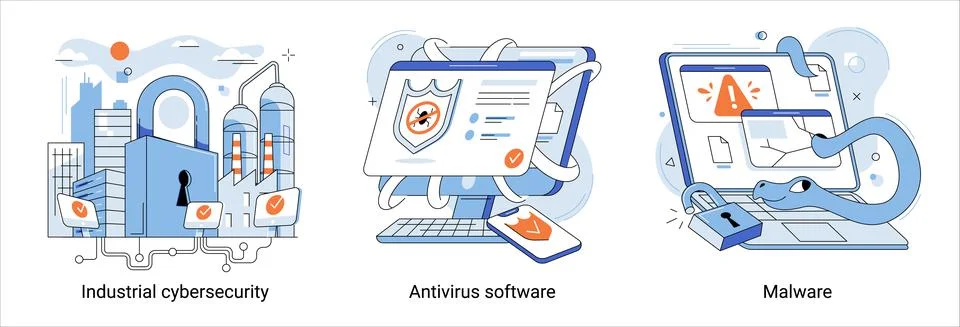 Online programs for personal data protection metaphor. Antivirus software Stock Illustration