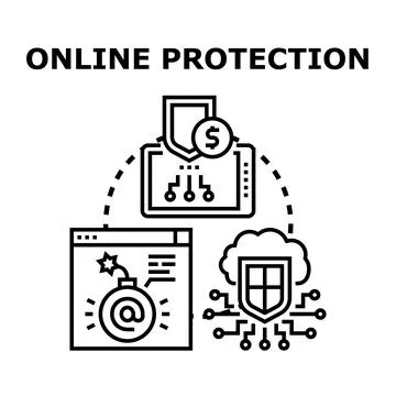 Online protection and cybersecurity concept illustration イラスト素材