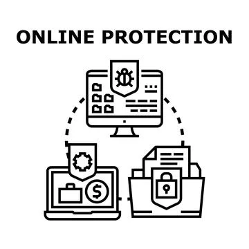 Online protection digital security concept for devices and data Stock Illustration